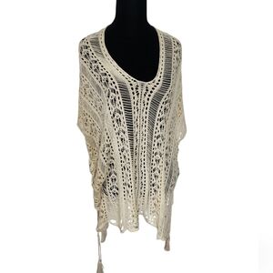 Creme crochet knit Cottagecore cover up